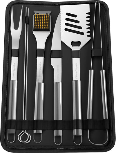 Set 7 Pzas Herramientas Barbacoa Acero Inox Espátula Pinzas