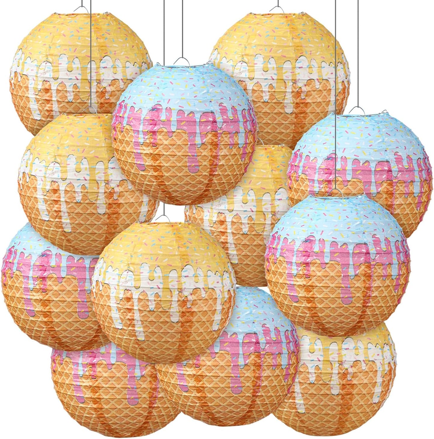 12 Faroles Papel Béisbol 8pulg Decoración Colgante Fiesta