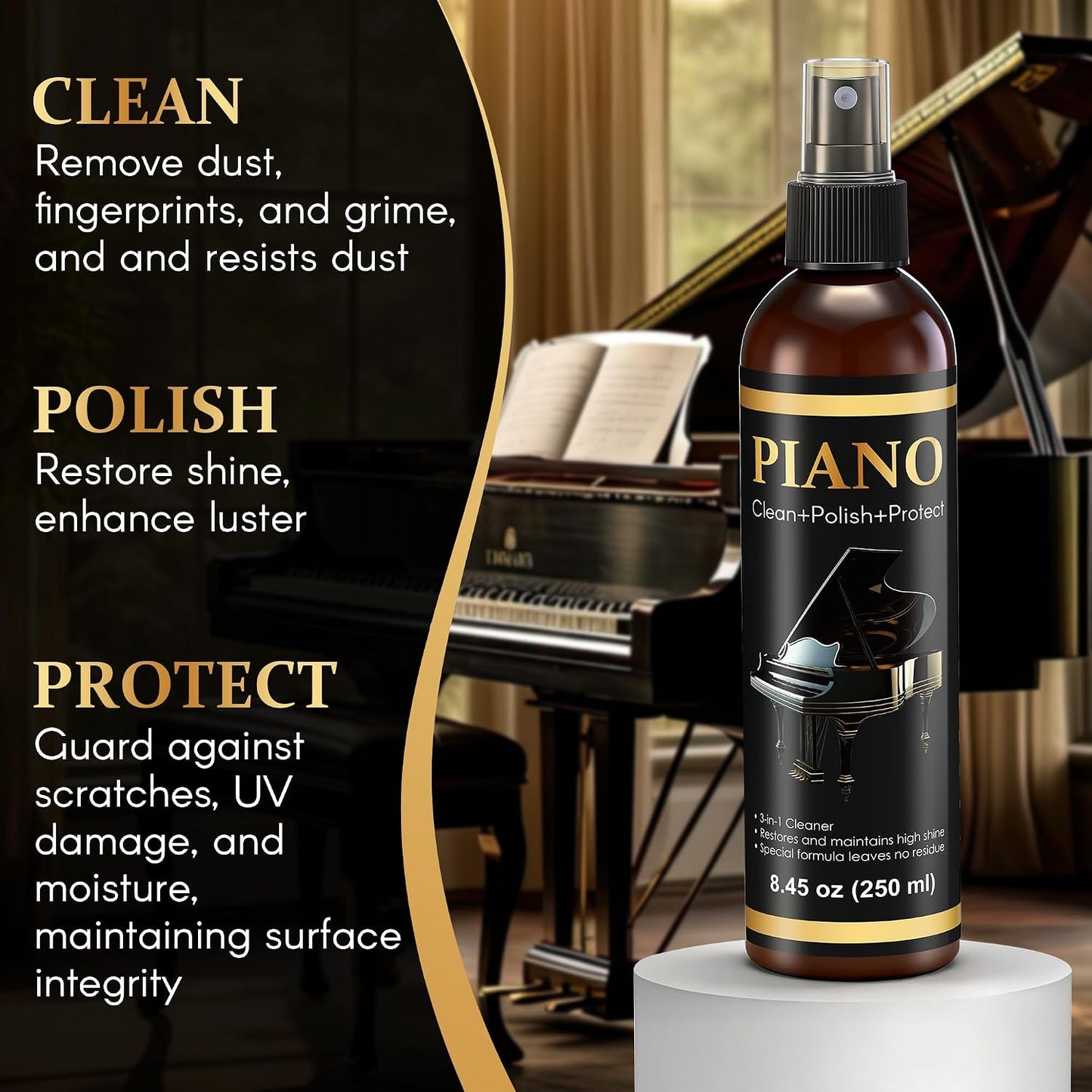 Spray limpiador piano paño microfibra 8.45oz