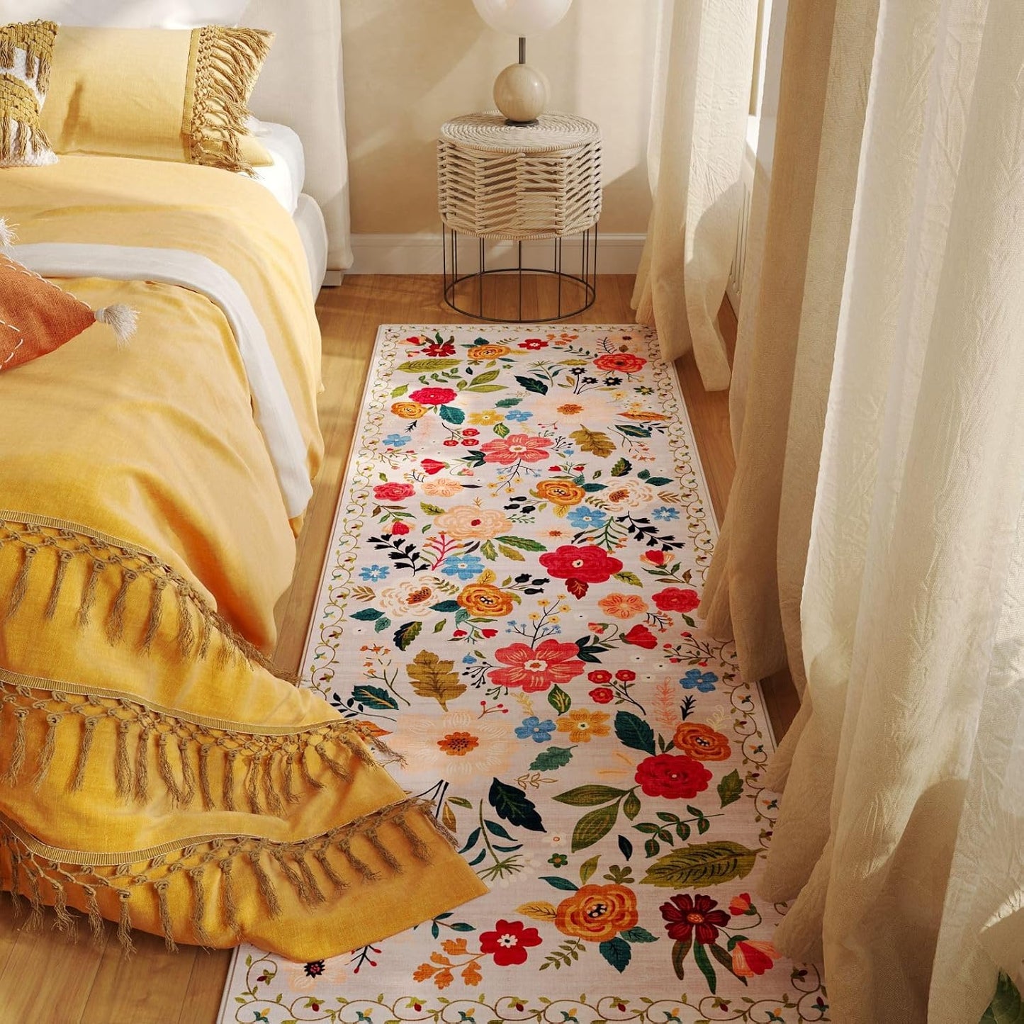 Alfombra pasillo 2x5pulg antideslizante lavable beige
