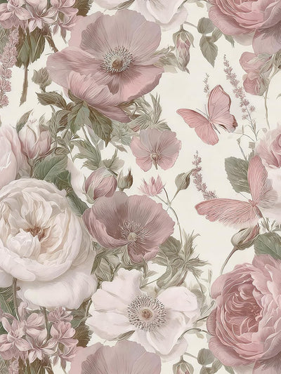 Papel tapiz floral autoadhesivo 16.9x196.8pulg vintage