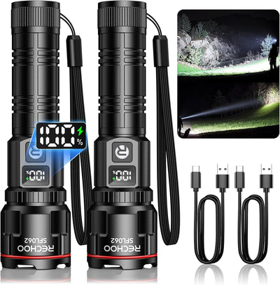 Pack 2 Linternas Recargables LED Brillante Modo Luz Zoom