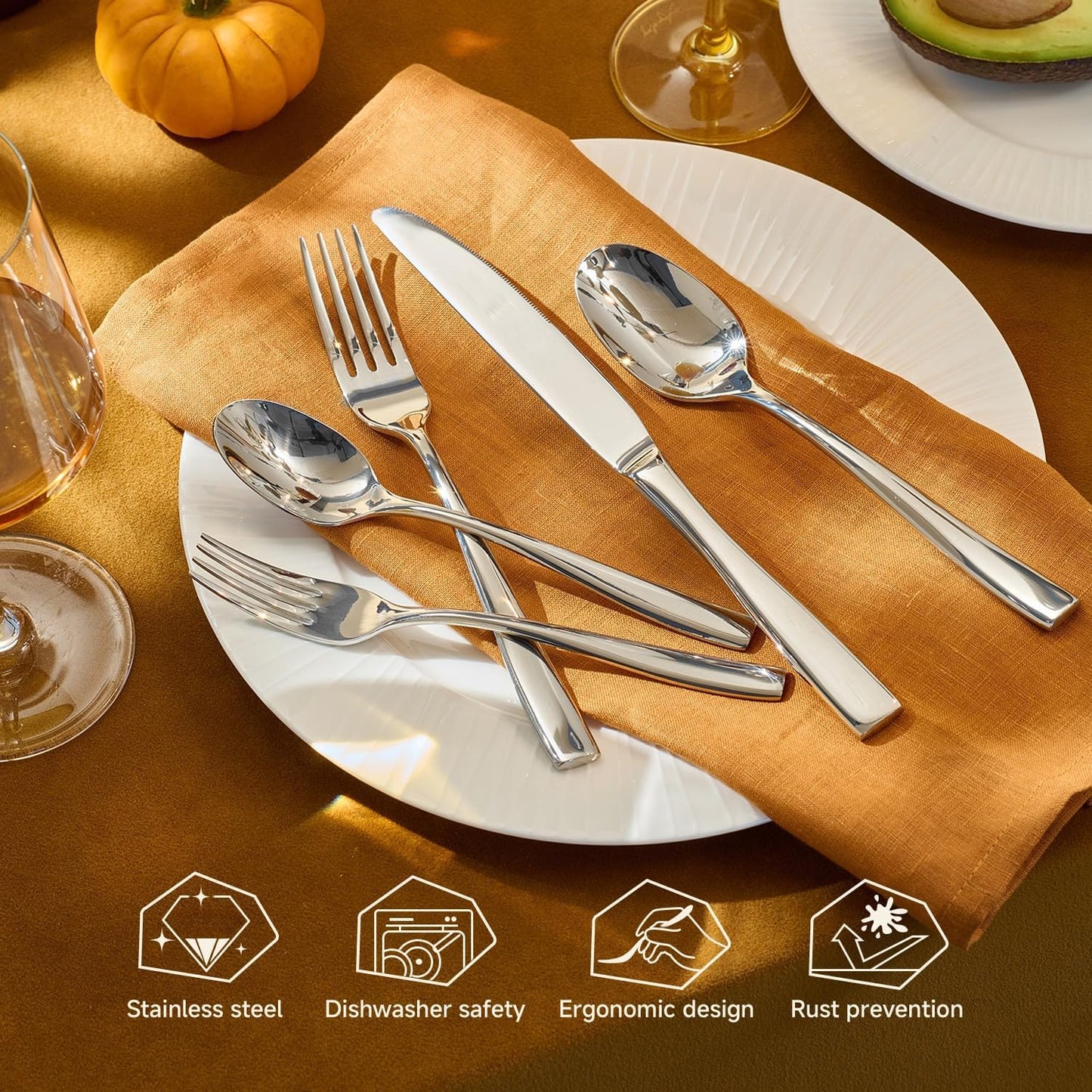 Set 30 Pzas Cubiertos Acero Inox 18/10 para Hogar Boda