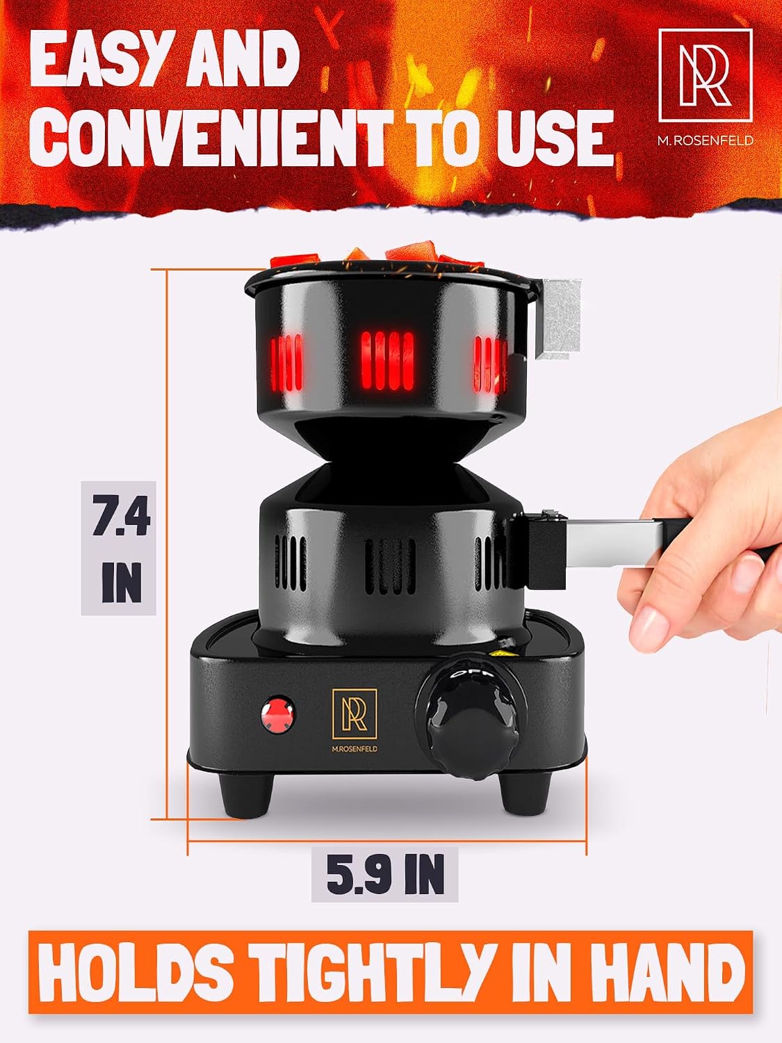 Encendedor eléctrico de carbón 450W acero inox