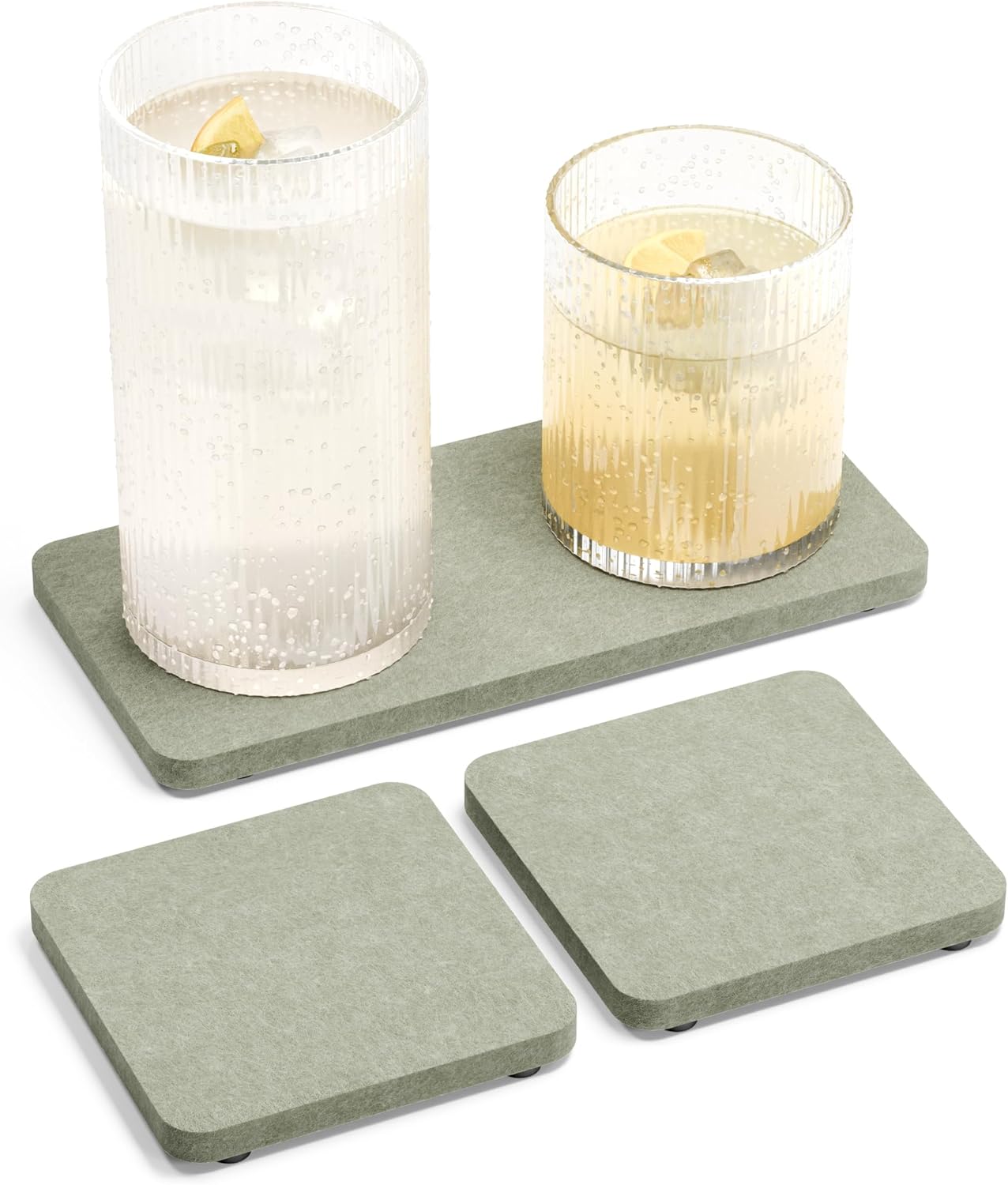 Posavasos de fieltro Fluxynara con pies antideslizantes, resistente al calor, salvia