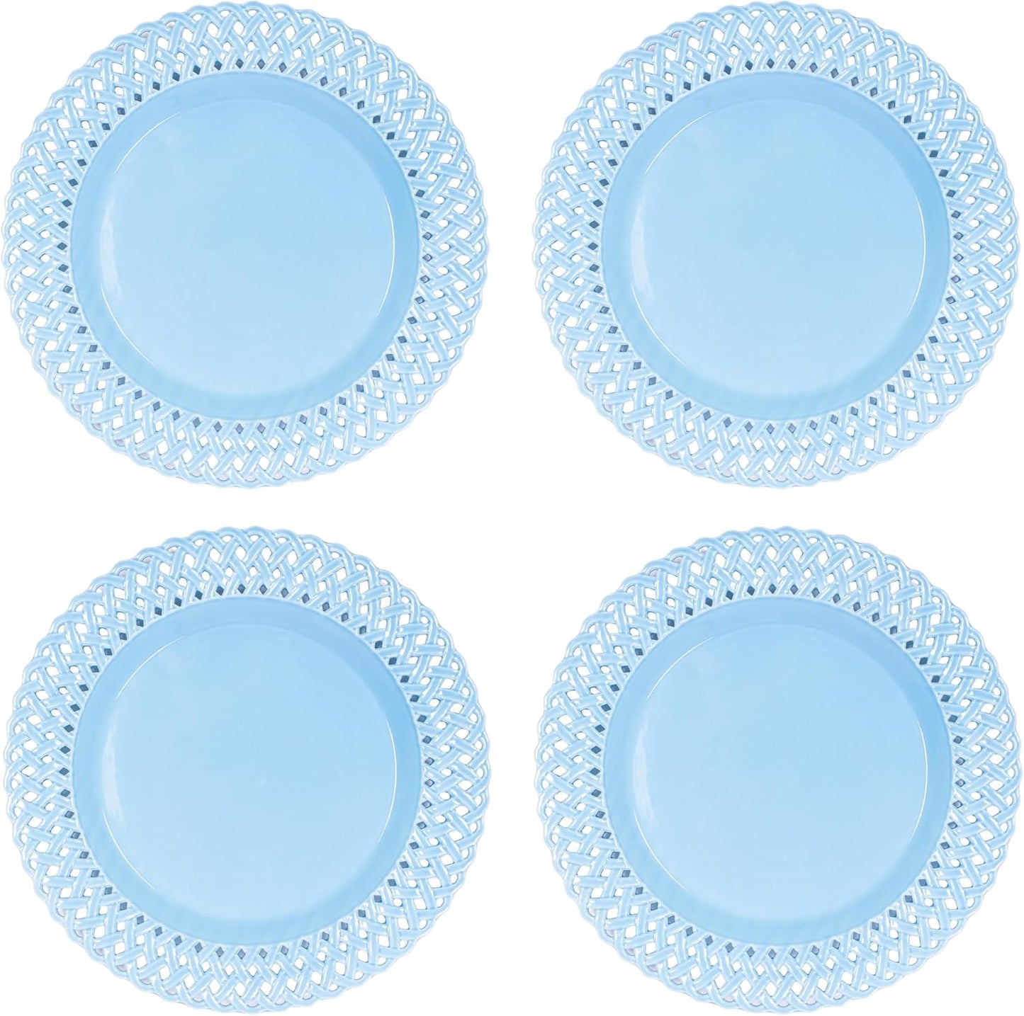 Set 4 Platos Cerámica Diseño Recortado Azul