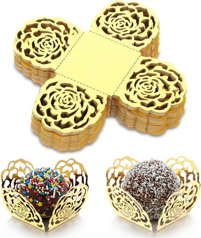 50 Envoltorios Trufas Chocolate Dorado Bodas