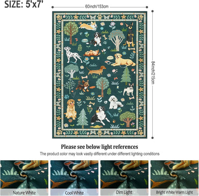 Alfombra 5x7ft estampado perro lavable resistente manchas