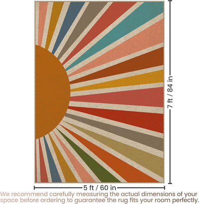 Alfombra yute 5x7pulg diseño arco iris antideslizante para interior