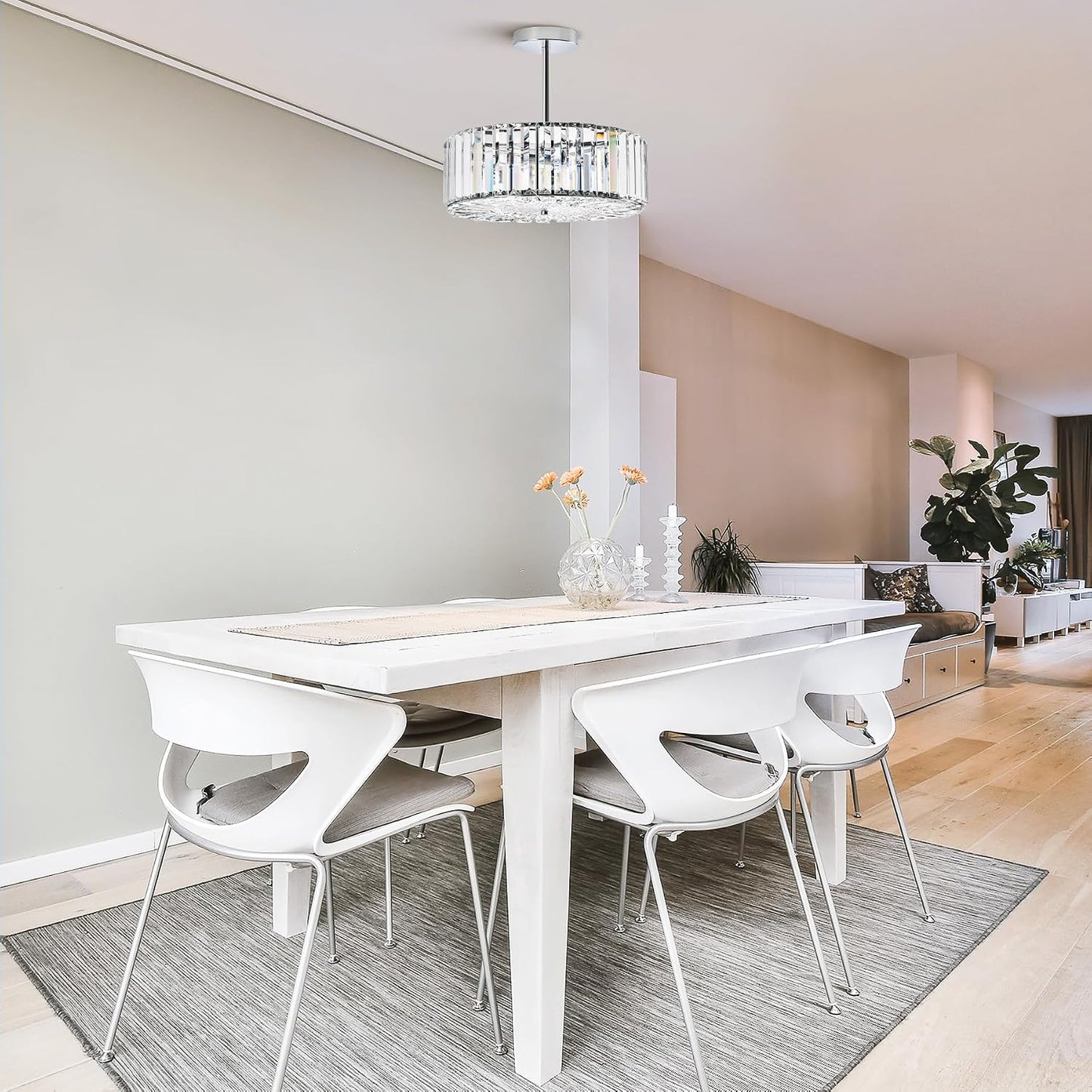 Lámpara techo redonda 15pulg 4 luces cristal para cocina dormitorio