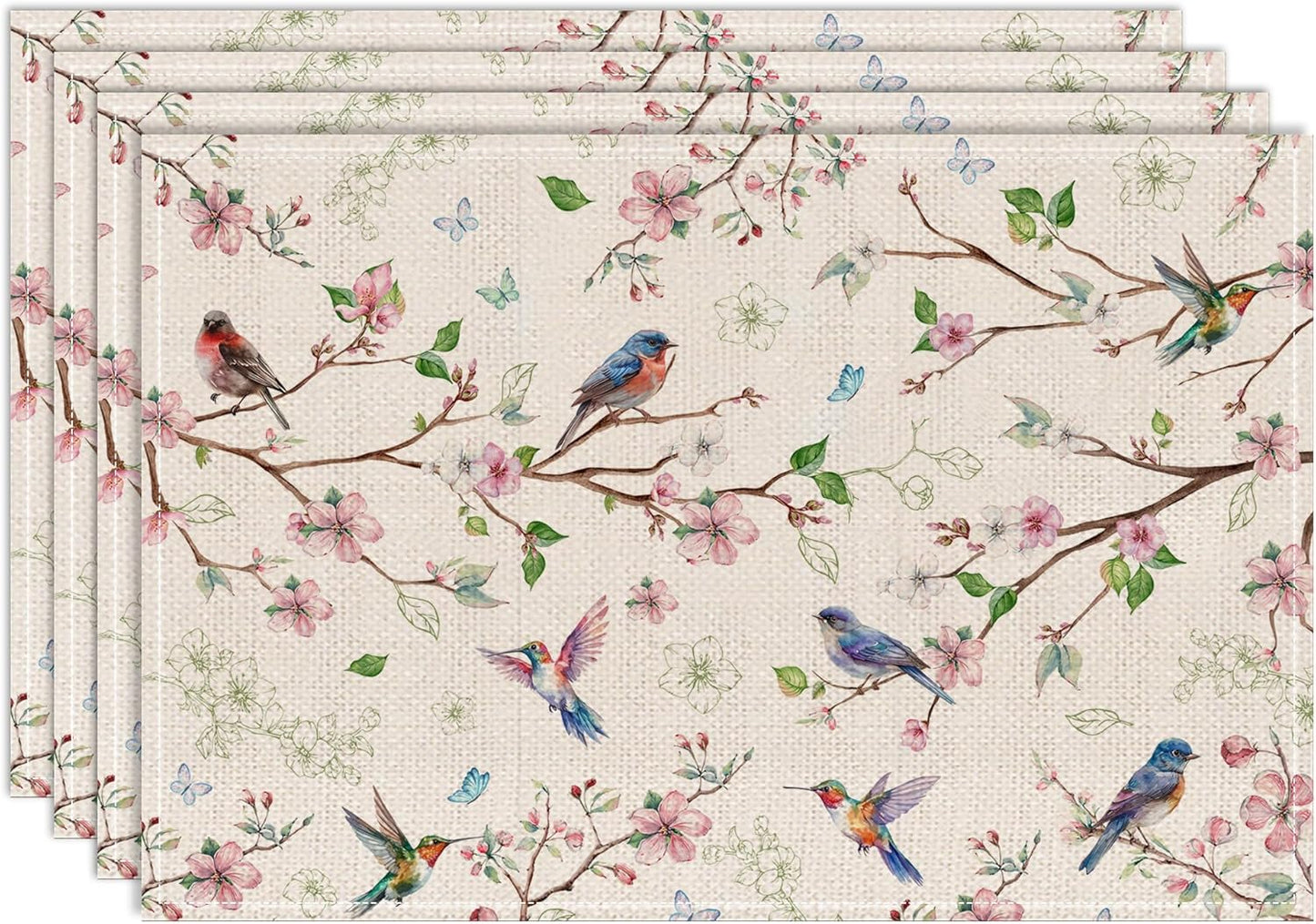 4 Manteles 12x18pulg Estilo Primavera Floral para Mesa