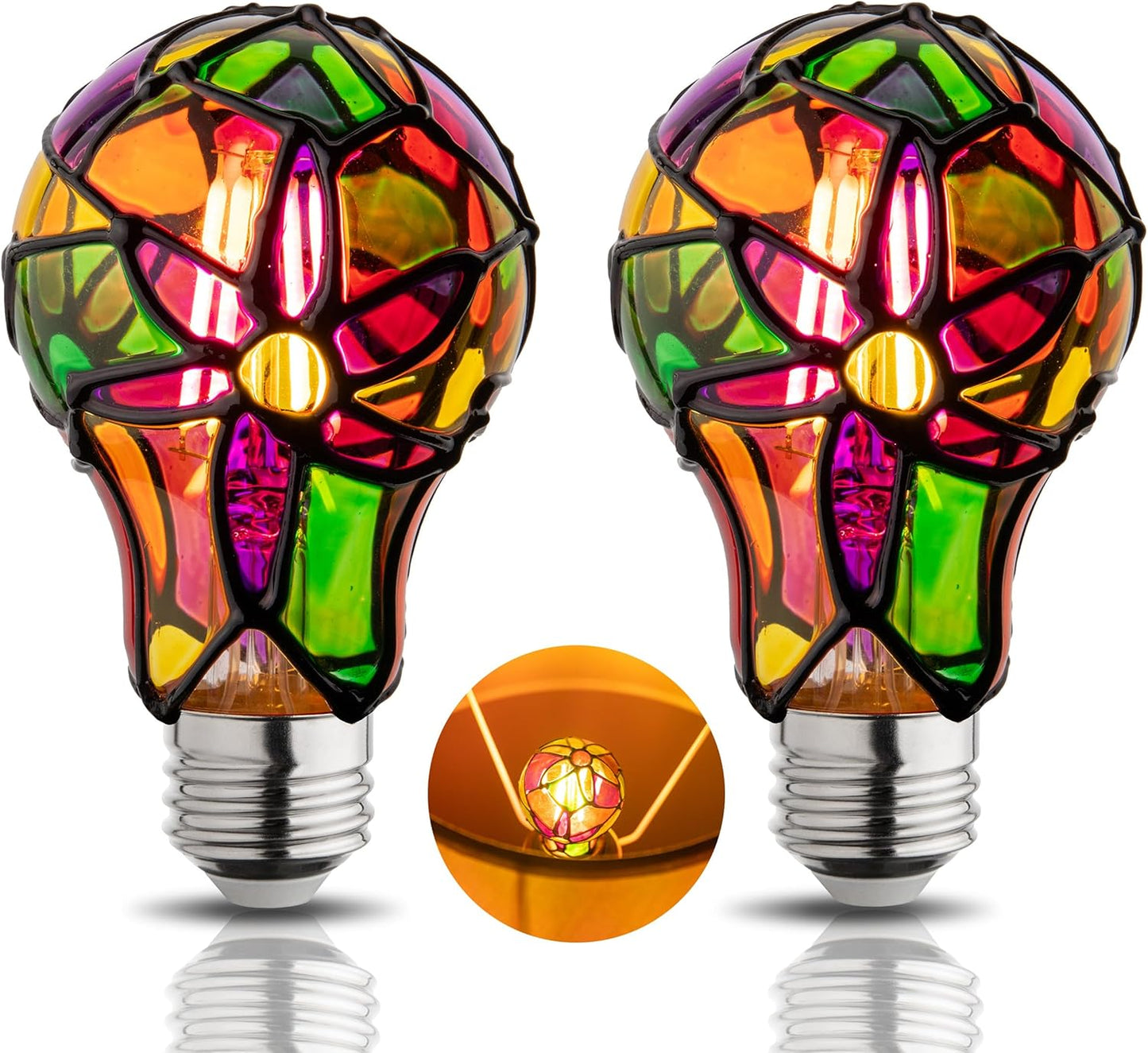 Bombilla vitral E26 4W 120V arco iris multicolor