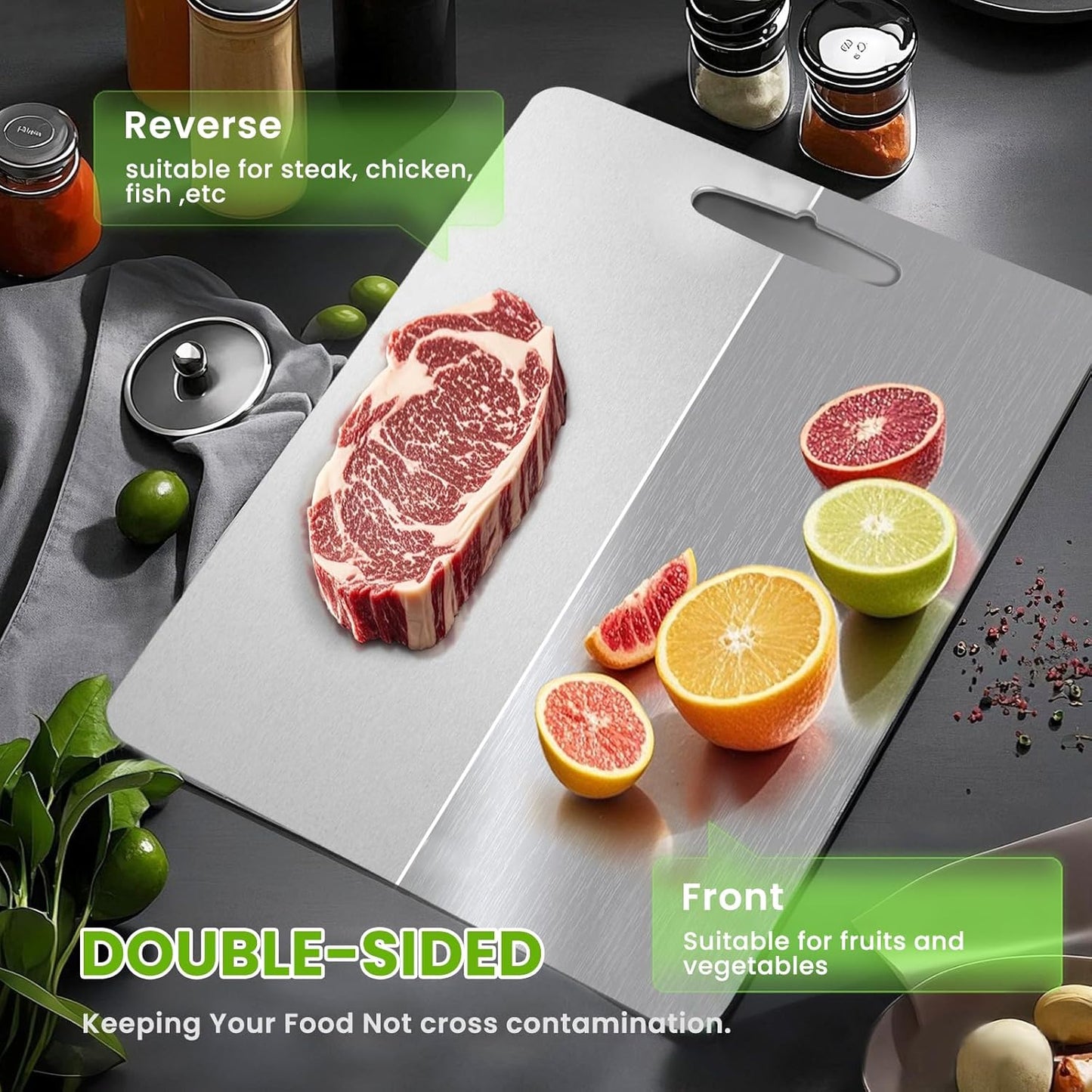Tablas cortar titanio 100% puro para cocina doble cara 18x12