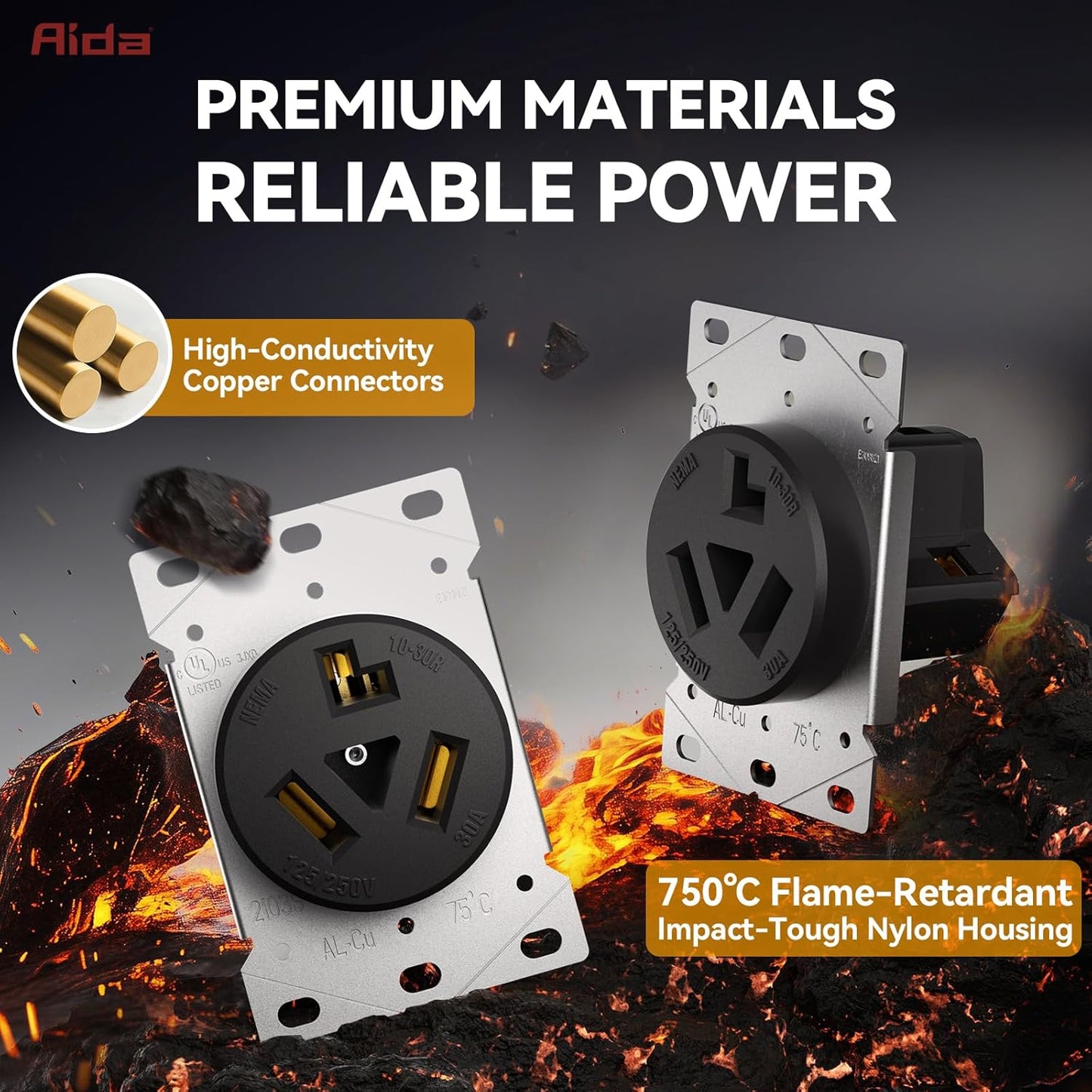 Receptáculo NEMA10-30R acero inox 30A 125/250V