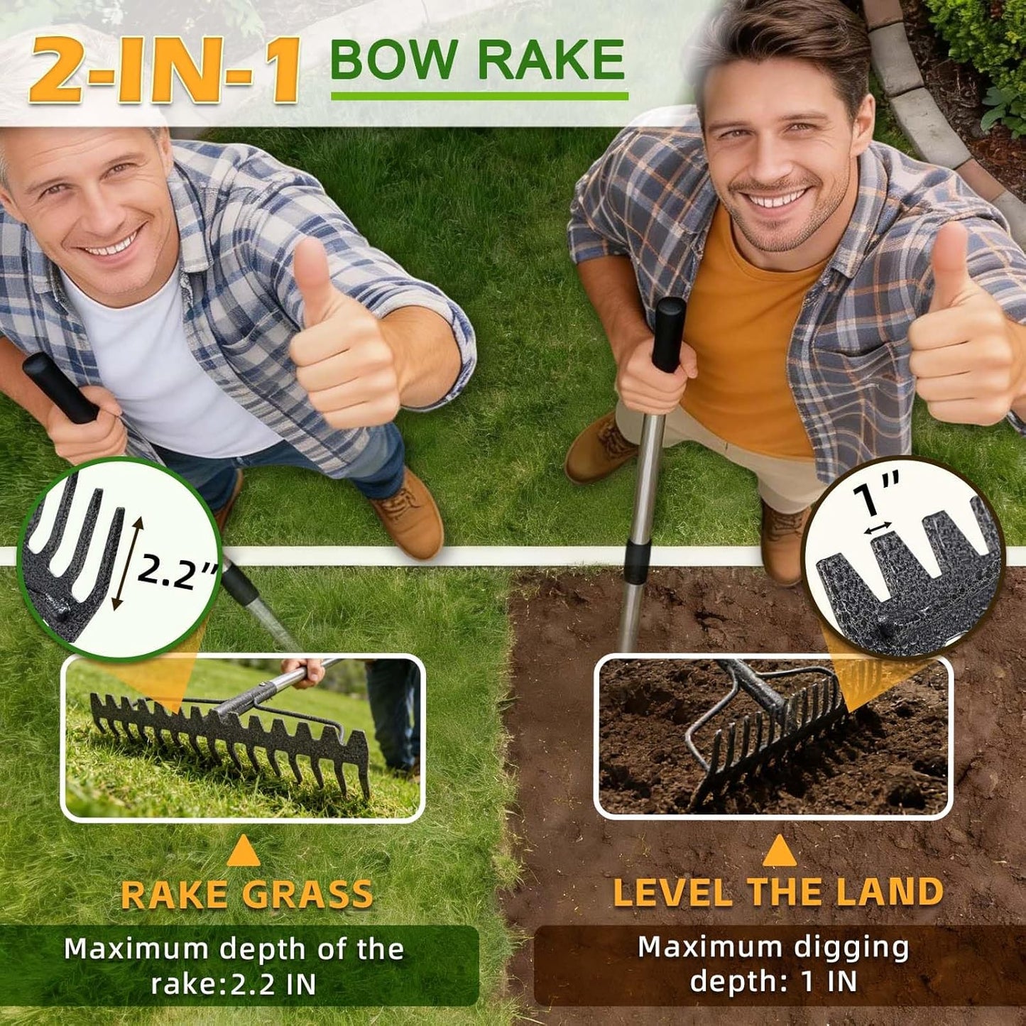 Rastrillo metal 2en1 49pulg jardín excavadora 17 dientes