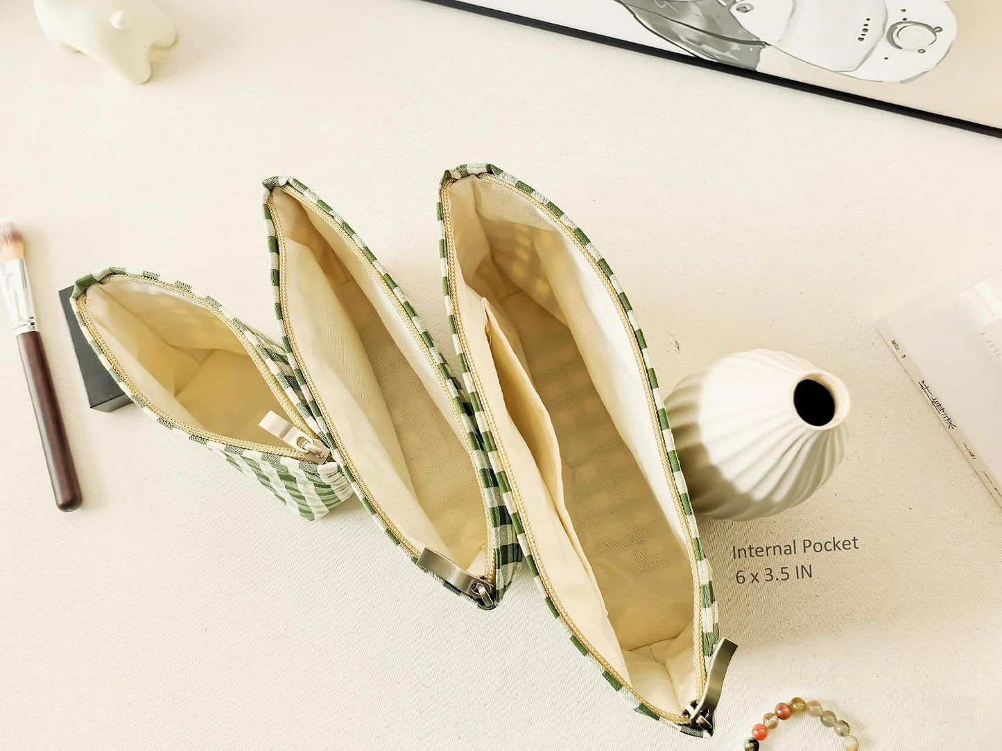 Set 3 Bolsas Maquillaje Organizador Cosméticos para Mujer y Niña