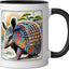 Taza Cerámica Armadillo Arte Japonés Negro/Blanco