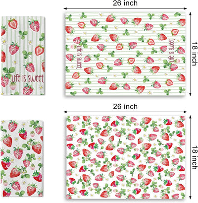 Set 2 Paños Acuarela Fresas para Cocina y Baño
