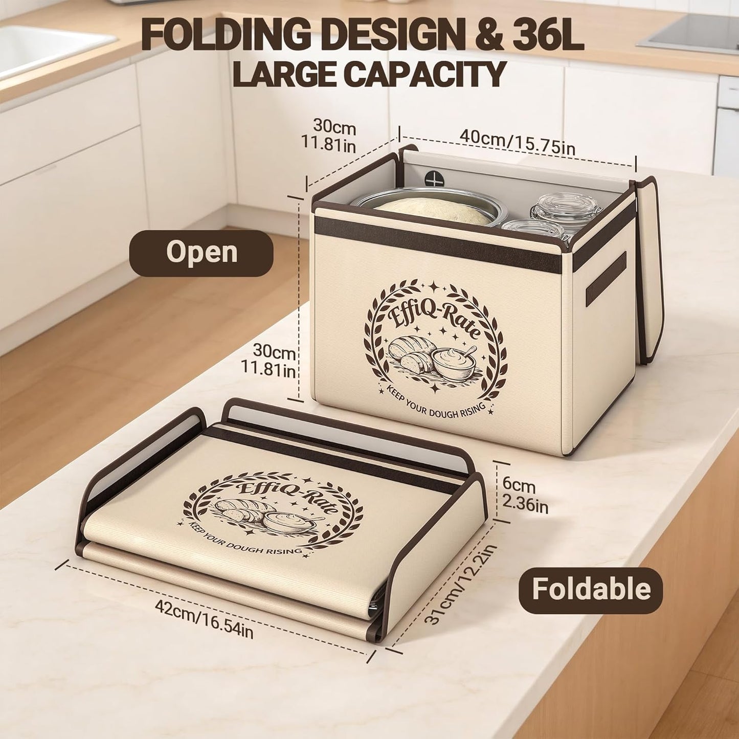 Caja plegable fermentación 36L control temperatura 99h