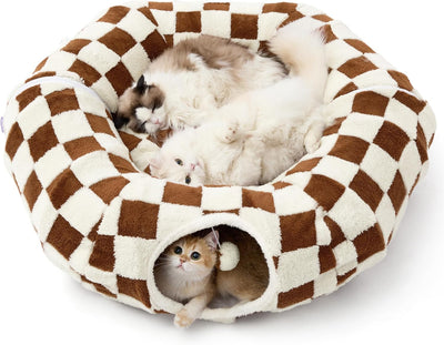 Cama túnel para gatos con cojín lavable y juguete Peekaboo