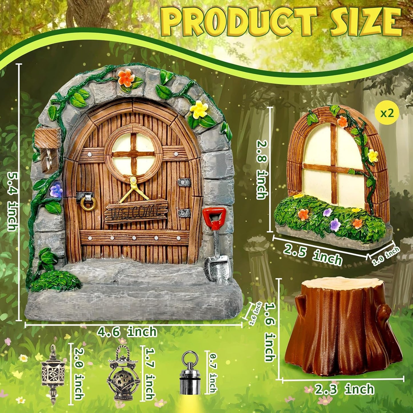7 Pzas Puertas Haditas Resina Kit Casa Haditas Jardín