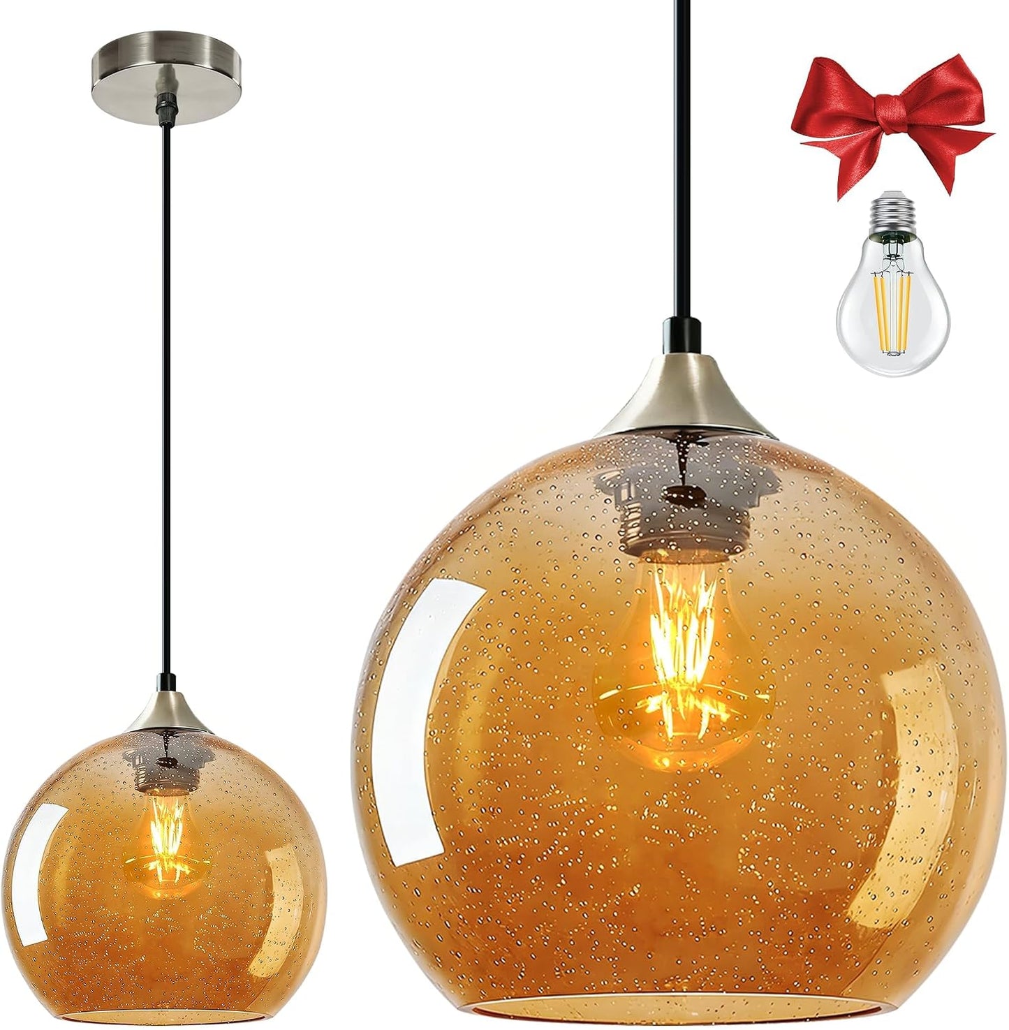 Lámpara colgante cristal ámbar isla cocina LED 4.92ft