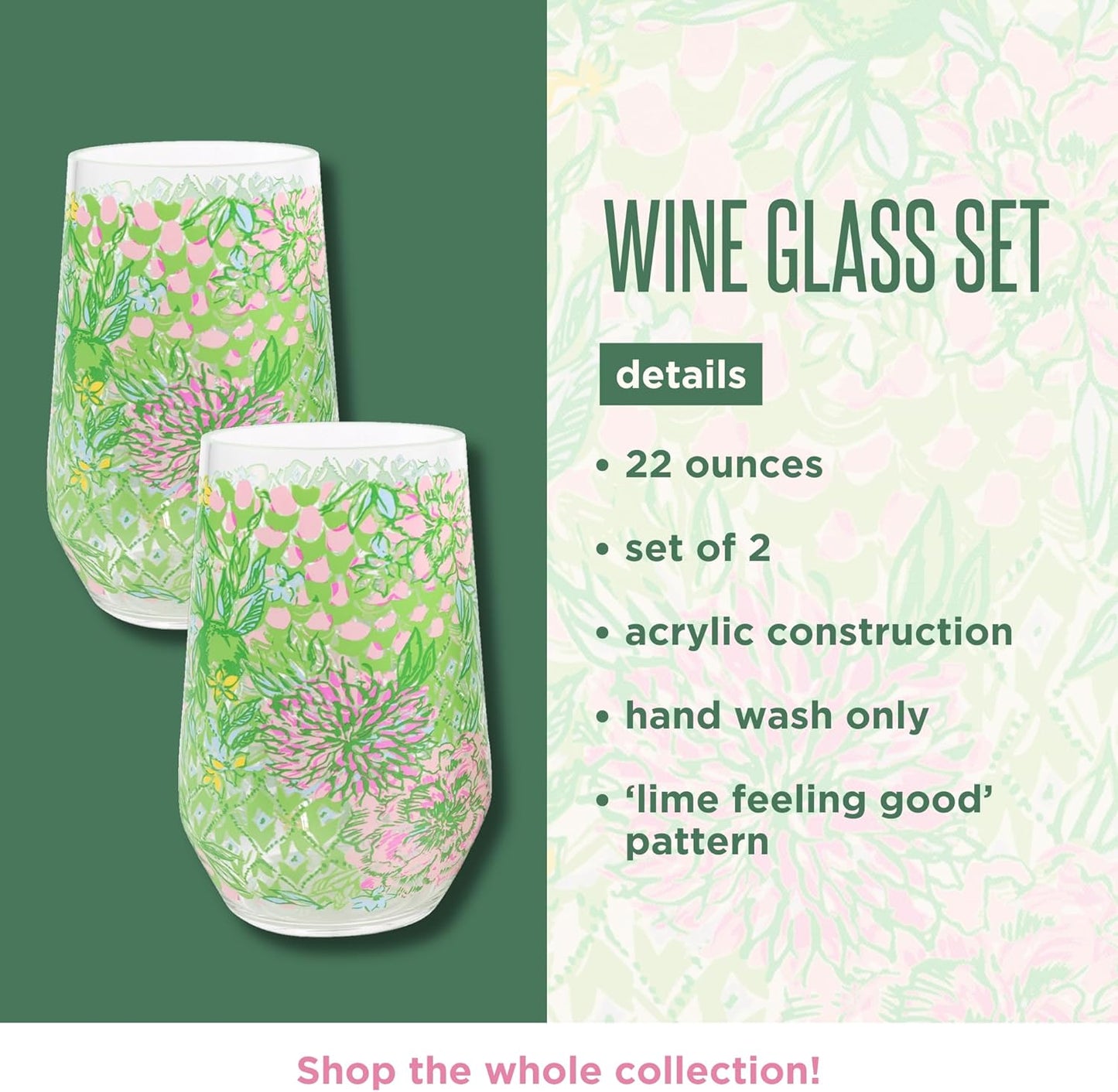 Set 2 Copas Vino Acrílicas Sin Tallo 22oz Limón