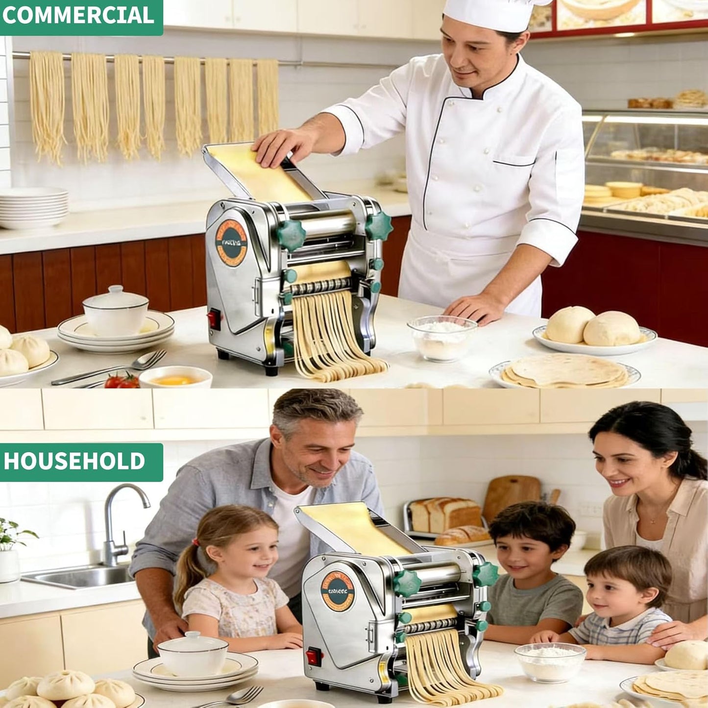 Máquina hacer pasta eléctrica doble acero inox