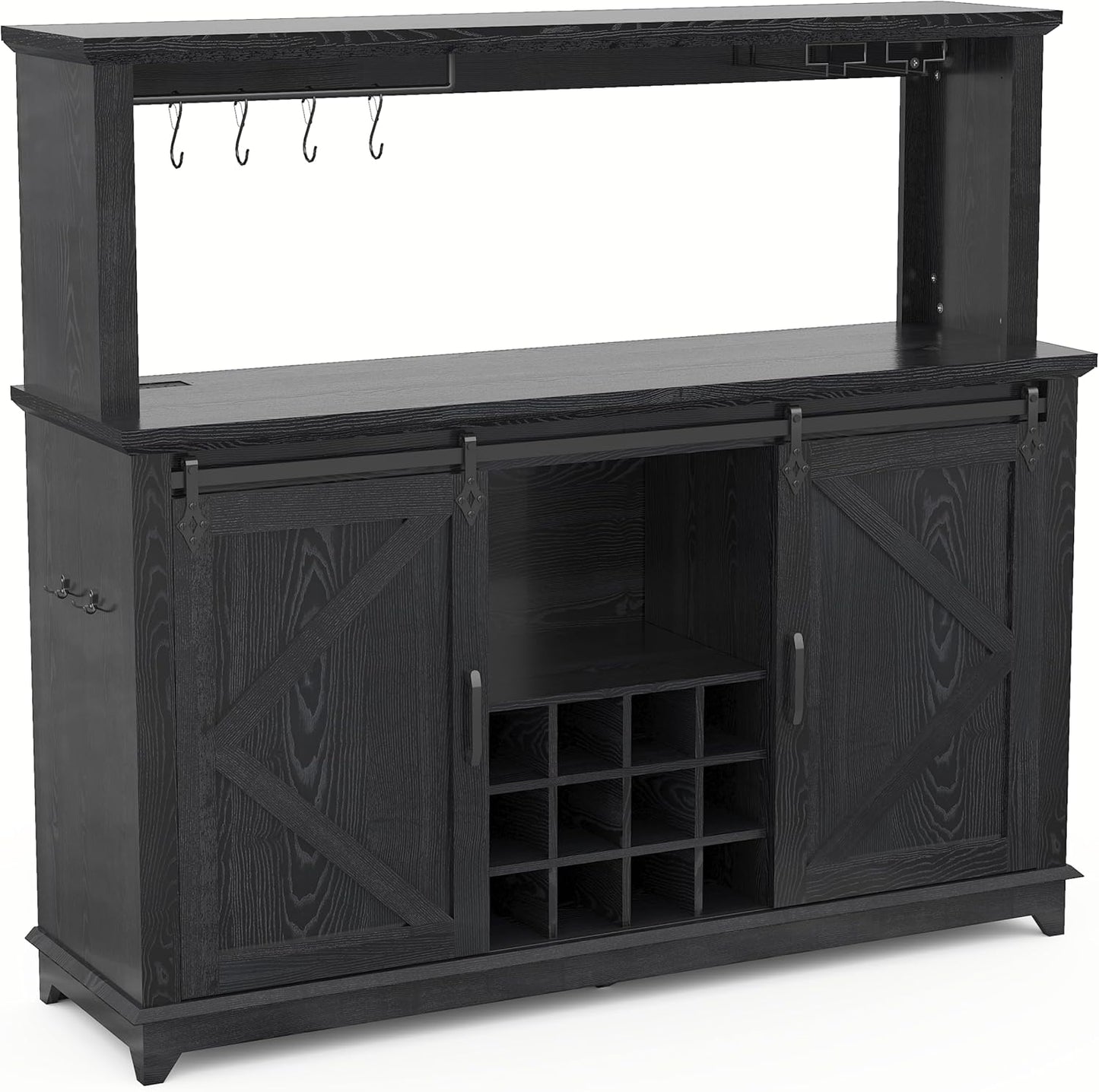Gabinete barra café 55pulg LED con tomacorriente y estante vino