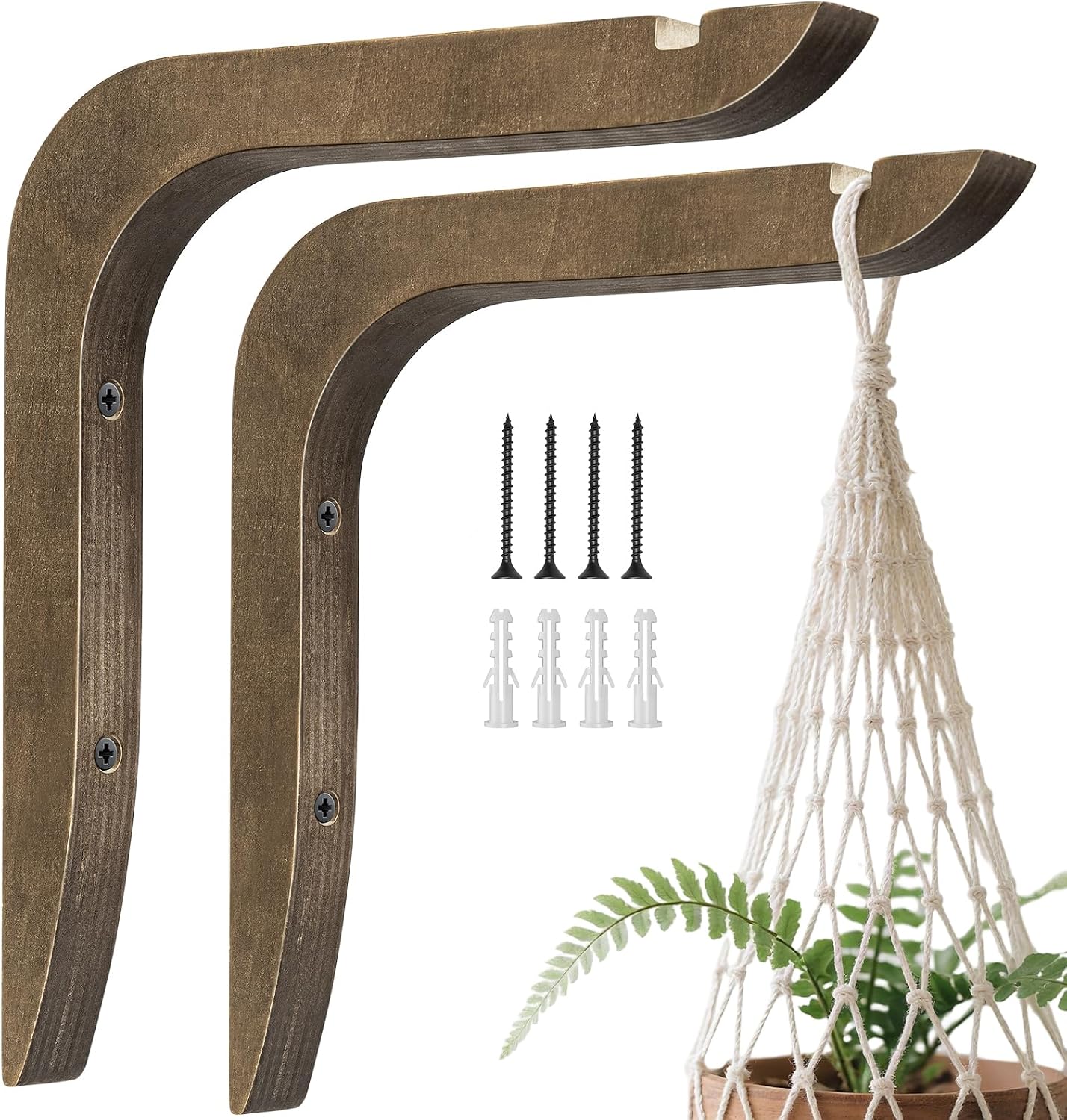 Ganchos para plantas de madera para pared 21.8cm