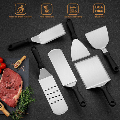 Set 35 accesorios parrilla espátulas prensa cubierta raspador