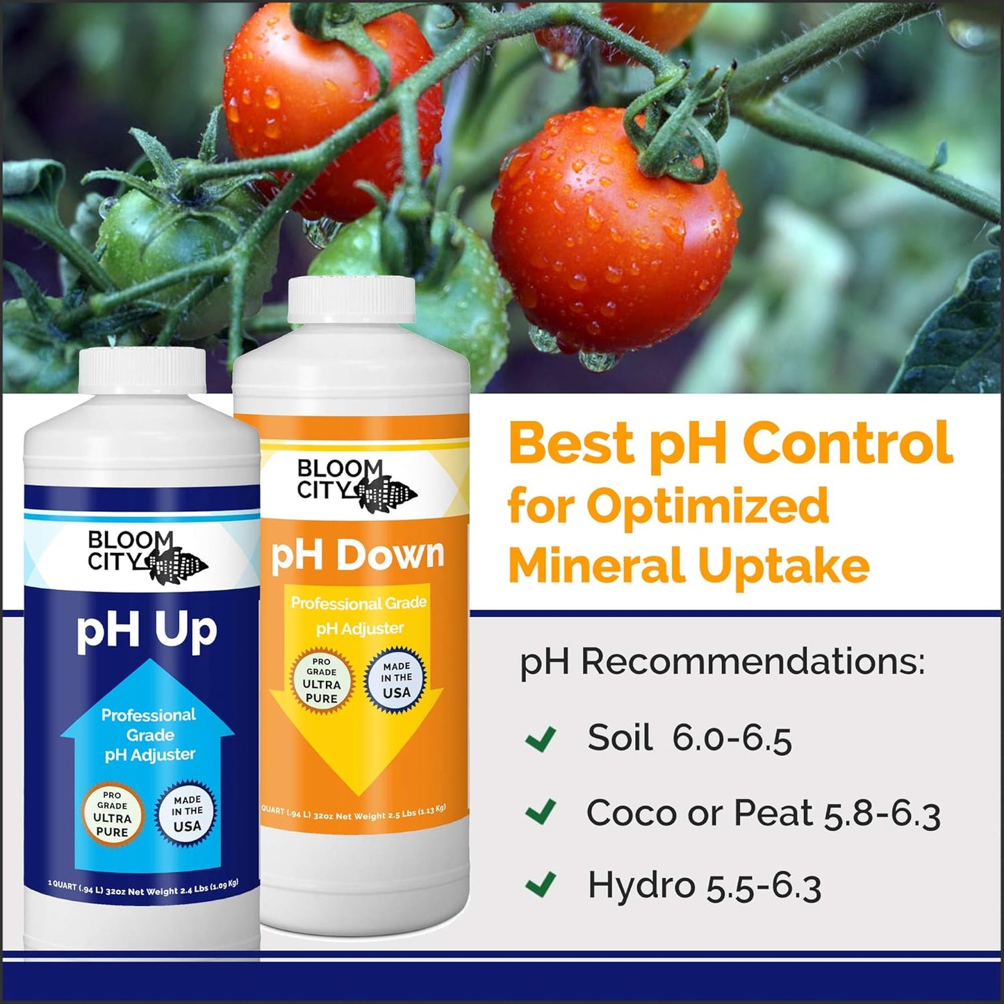 Kit control pH Up Down 16oz botellas 1/2 pinta