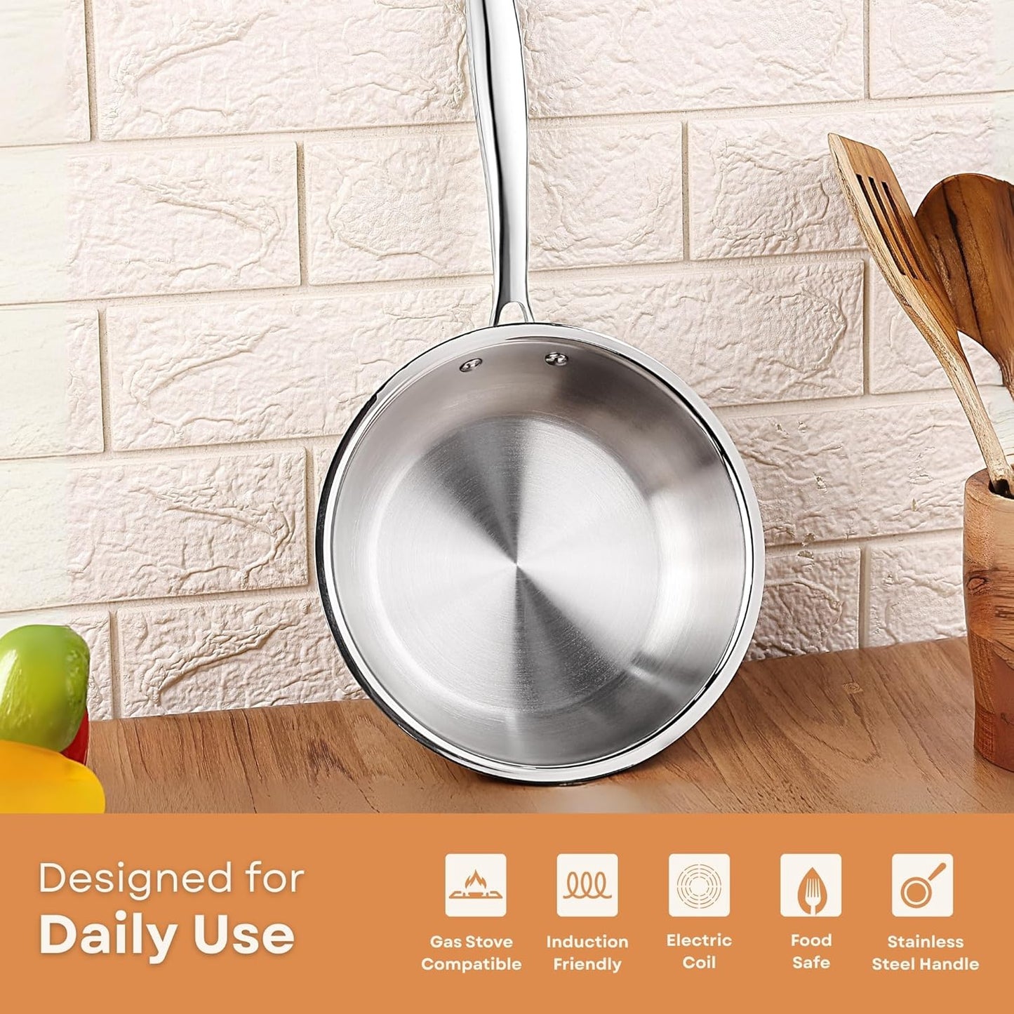 Set 3 Utensilios Acero Inox Sartén Olla Multiusos