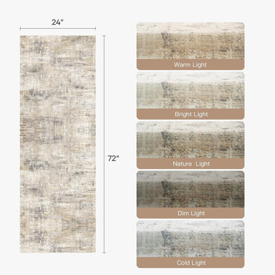 2x6 Tapete Hallway Abstract Gold Borrable con Base Antideslizante