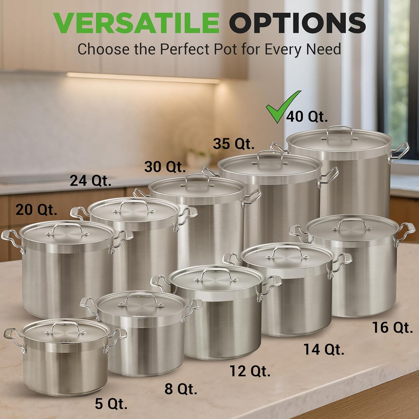 Olla acero inox 40qt tapa comp gas cerámica