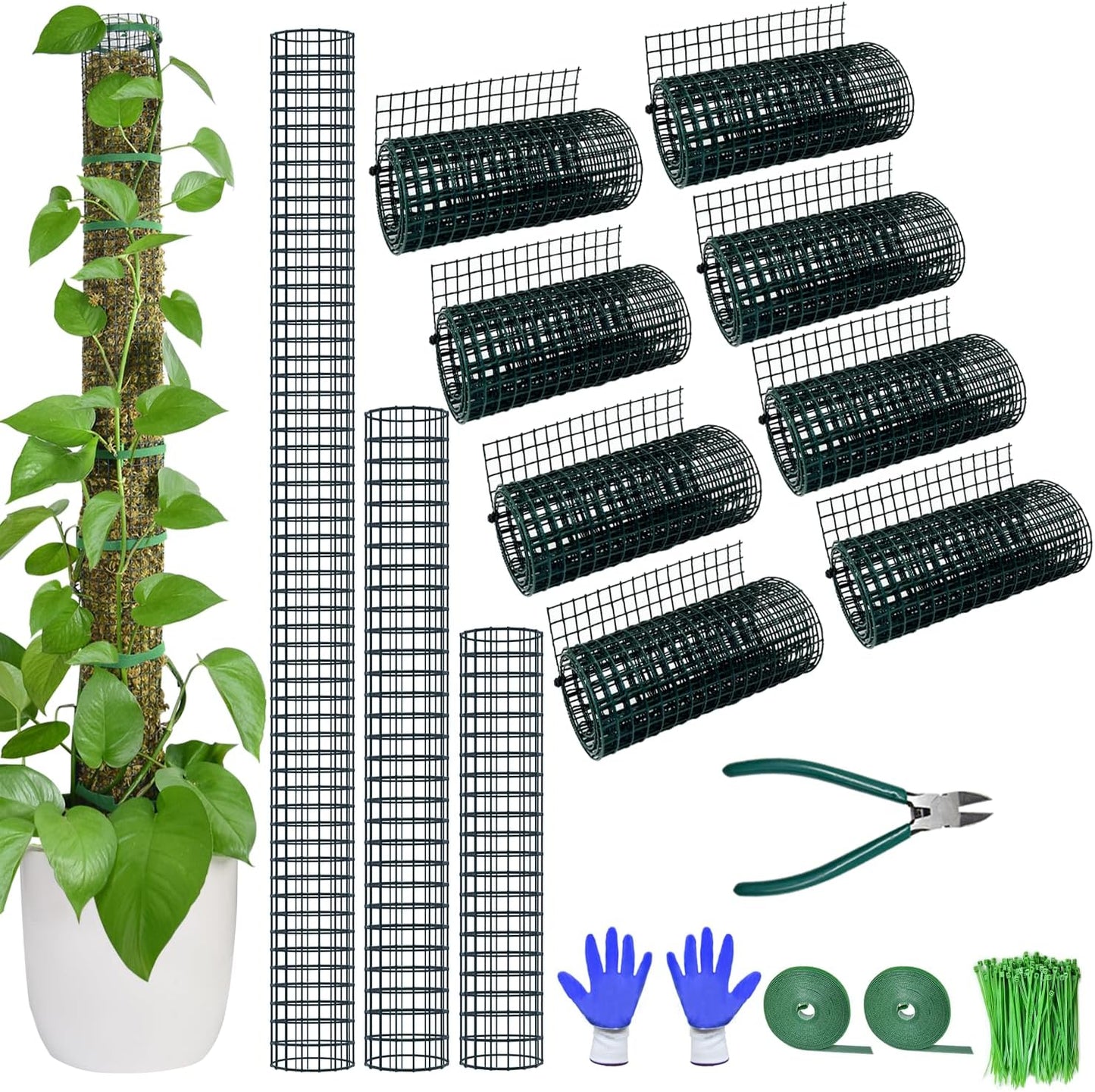 Kit poste musgo metal 26.3ft para Monstera 8 pzas malla acero