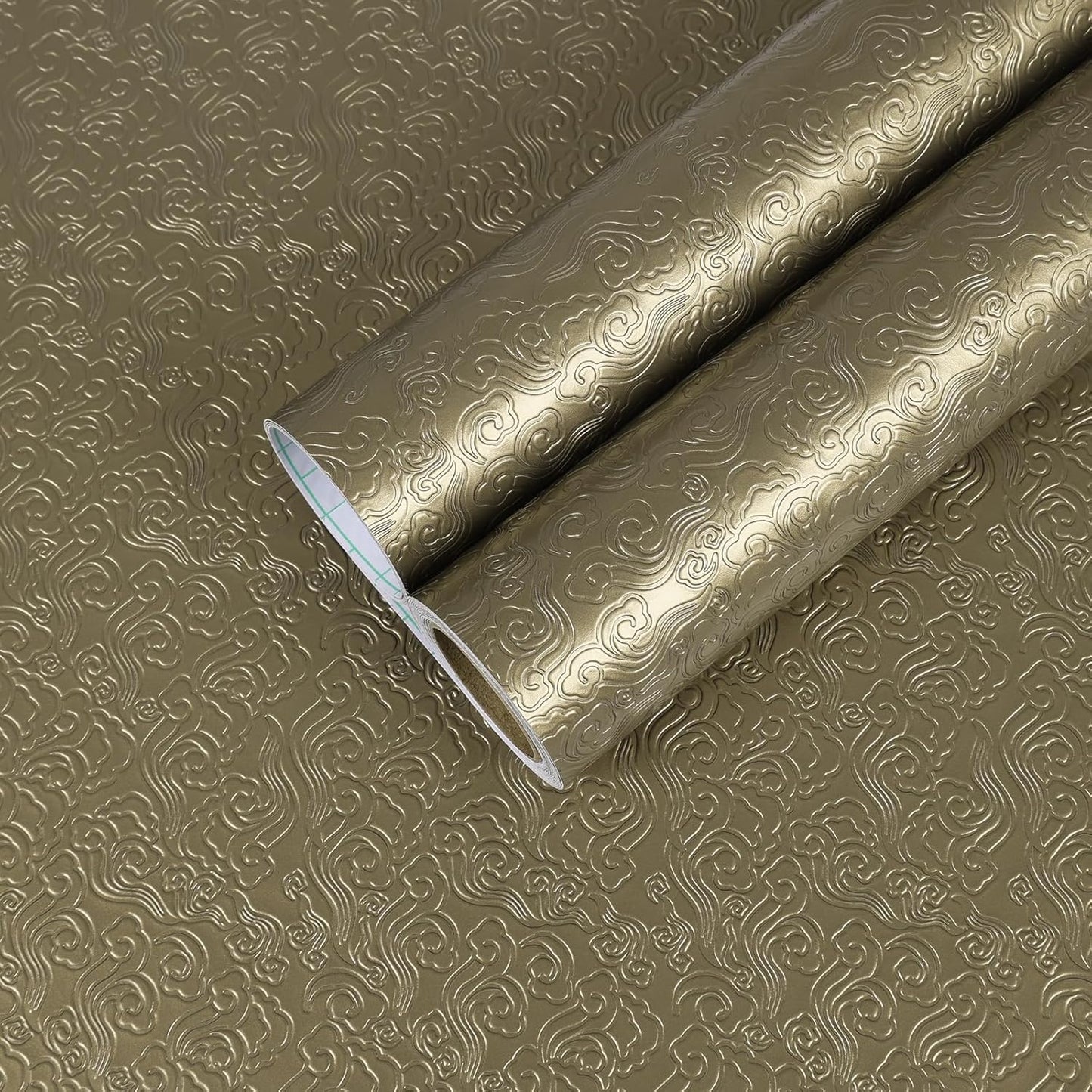 Papel tapiz bronce metálico nube relieve dorado autoadhesivo