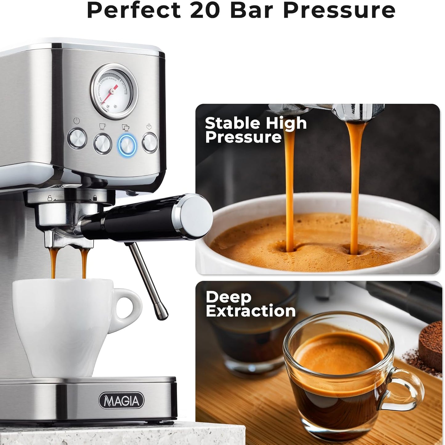 Cafetera Espresso Compacta 20 Bar Espumador Leche