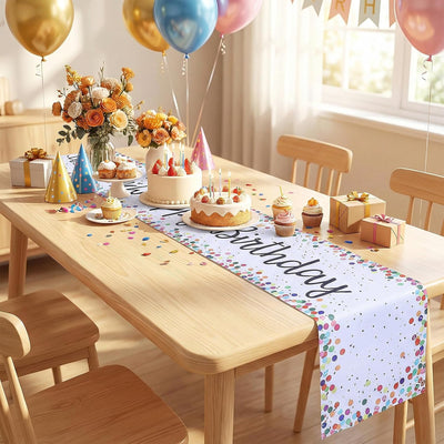 Camino mesa cumpleaños beige 13x72pulg lunares decoración hogar