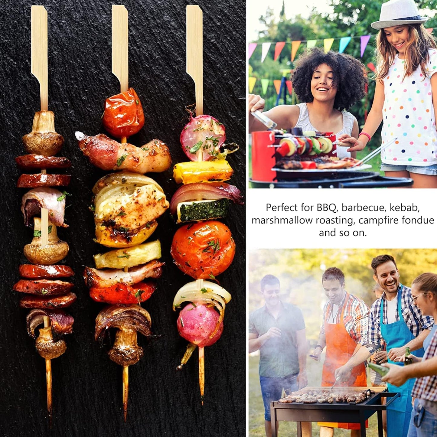 Brochetas bambú 8pulg 200uds pinchos cóctel barbacoa