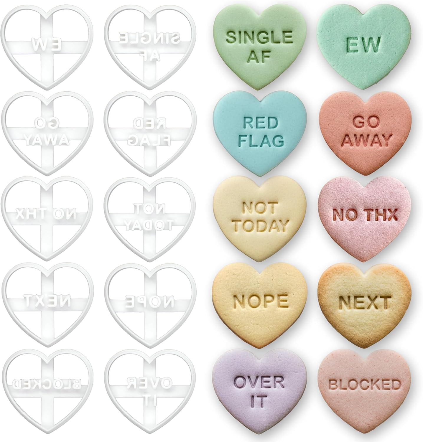 Juego 10 cortadores galletas corazón San Valentín