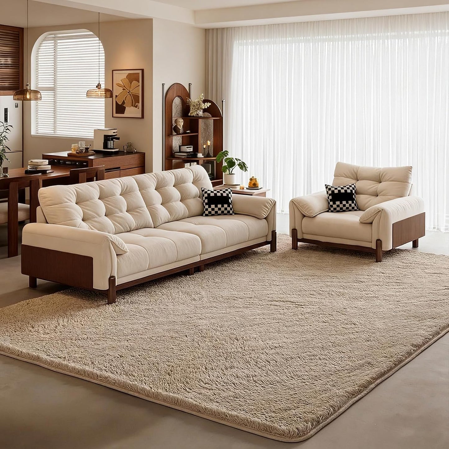 Alfombra 3x5ft beige antideslizante sala dormitorio bebé
