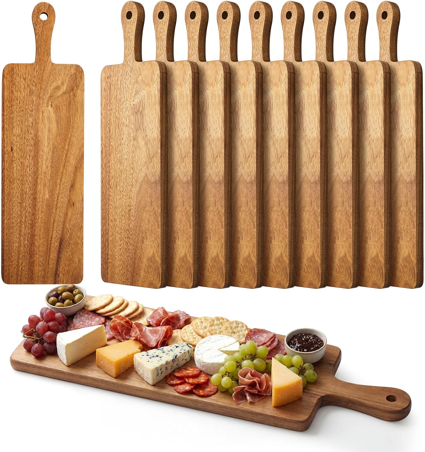 10 Tablas Cortar Madera Acacia Bambú 16.1x4.7pulg