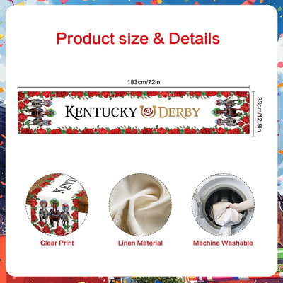 Camino de mesa de lino Derby Horse Racing Kentucky Tablerunner Churchill Downs