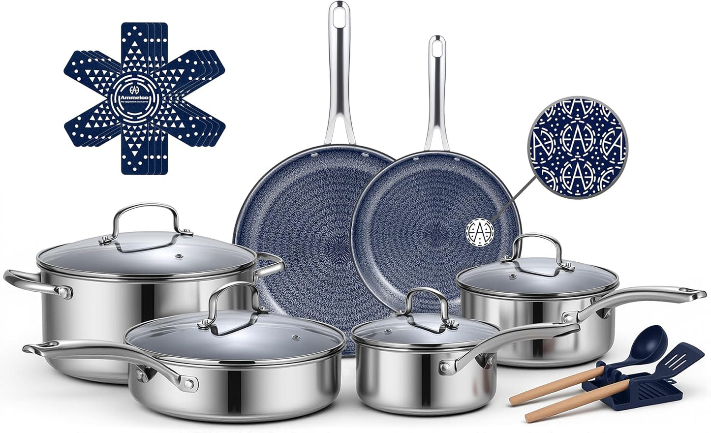 Set 17 Pzas Utensilios Acero Inox Moldes Hornear