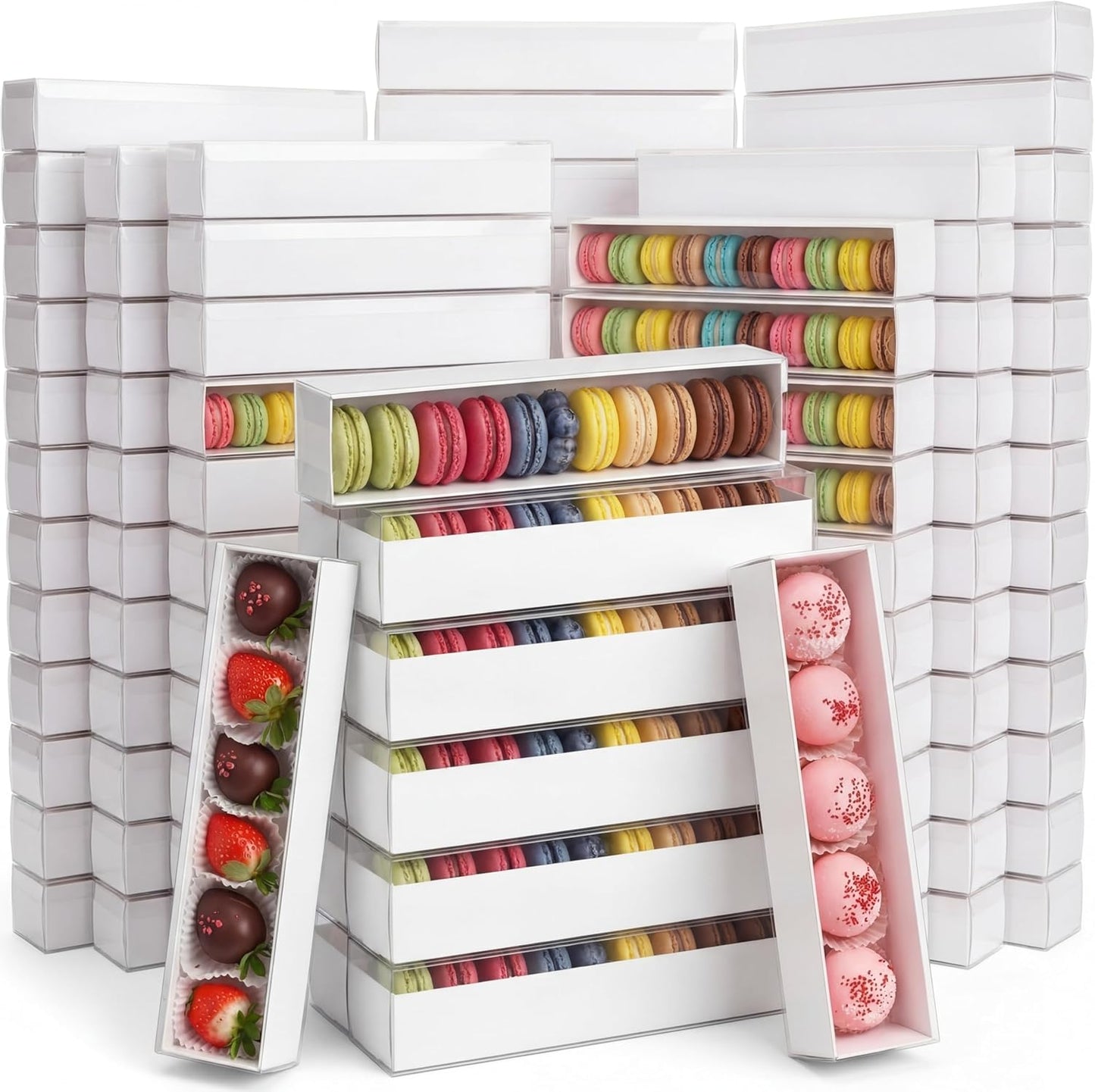 Pack 100 Cajas Chocolate Fresa 12x2.36pulg Con Ventana