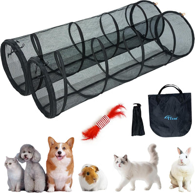 Túnel para gatos 2 pack con puertas cremallera 59x18