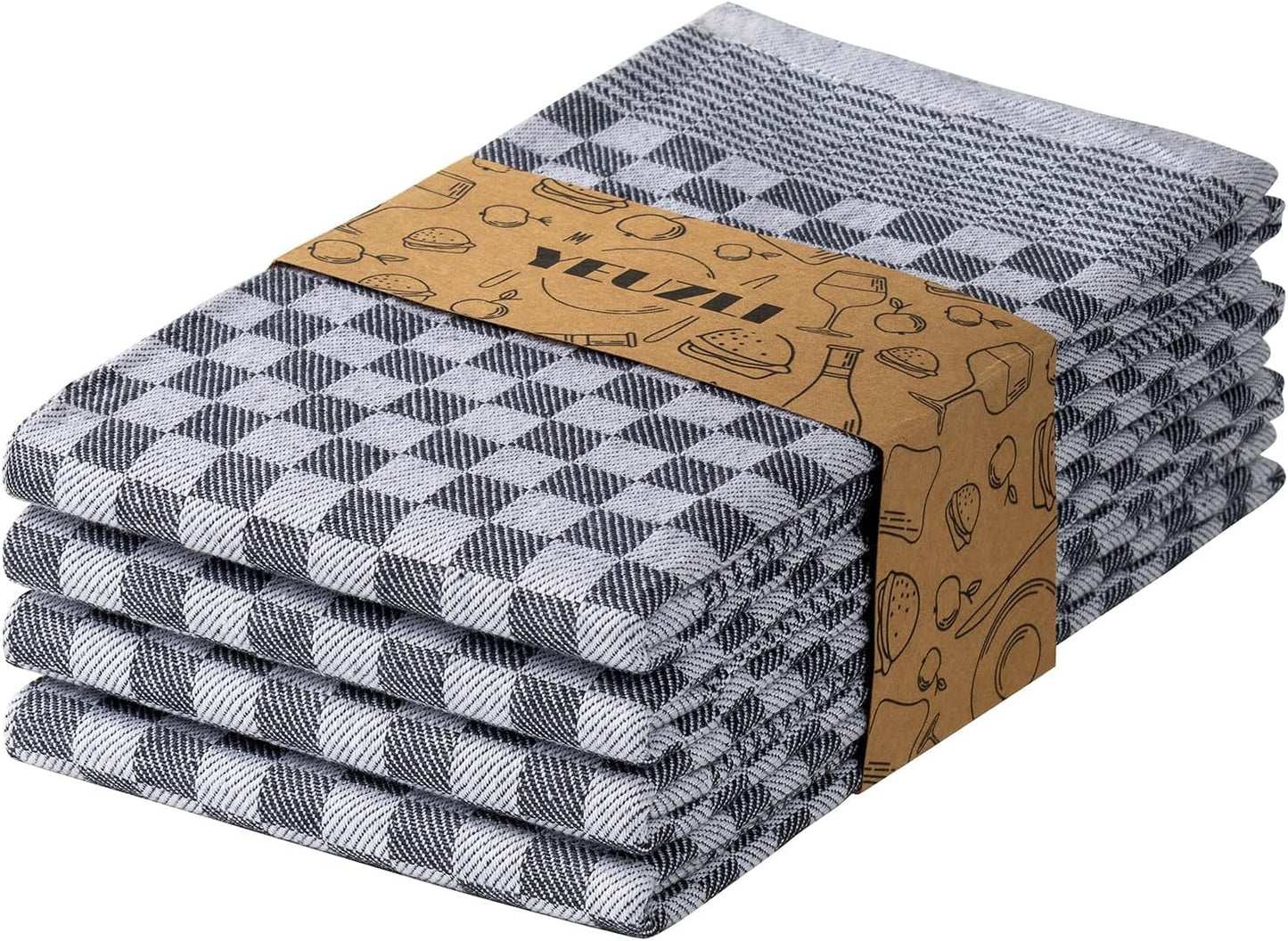 Paquete de 4 toallas de cocina de algodón 18 x 27.5 pulgadas con diseño rayas