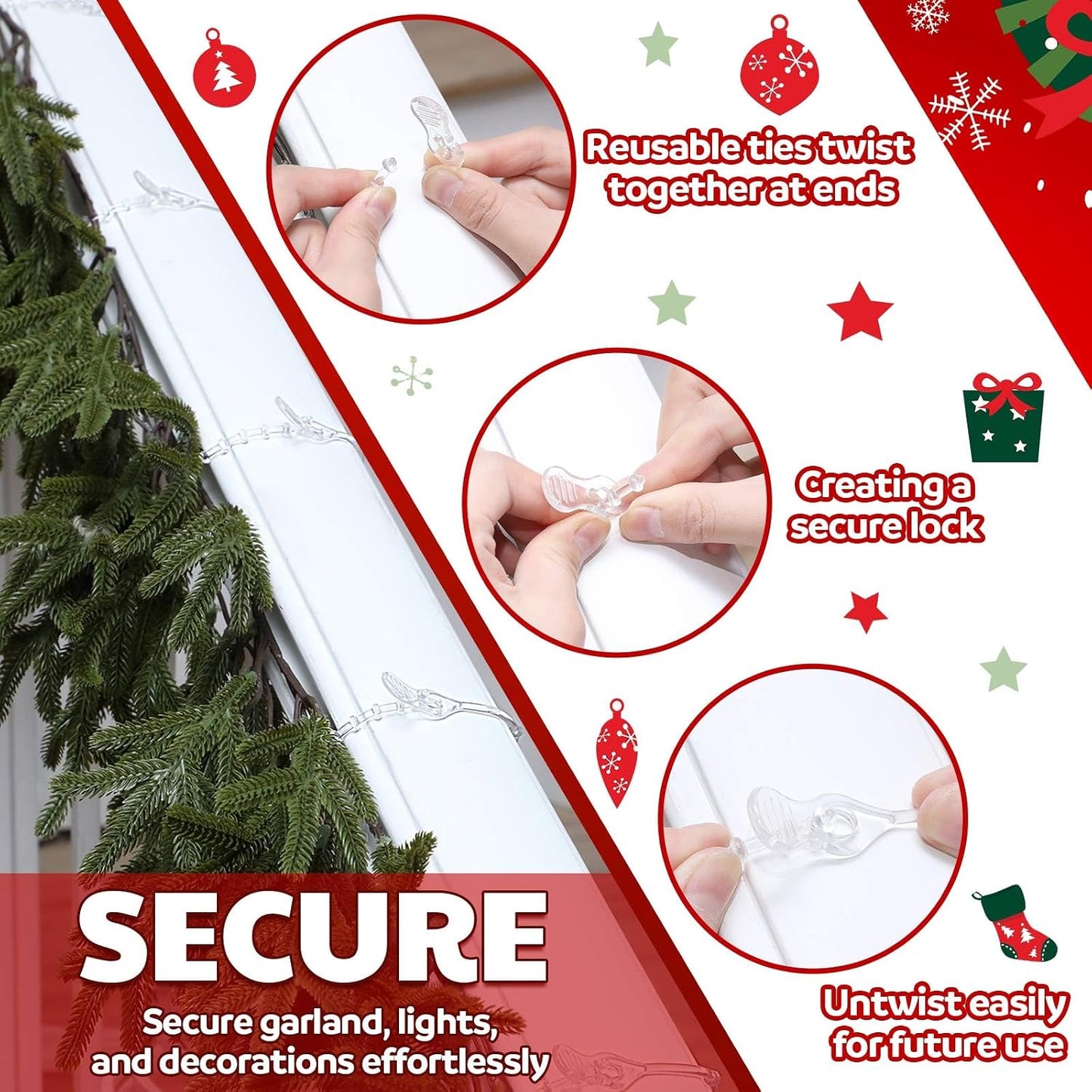 Lazo Navidad Plástico 10pulg Reutilizables Antiarañazos