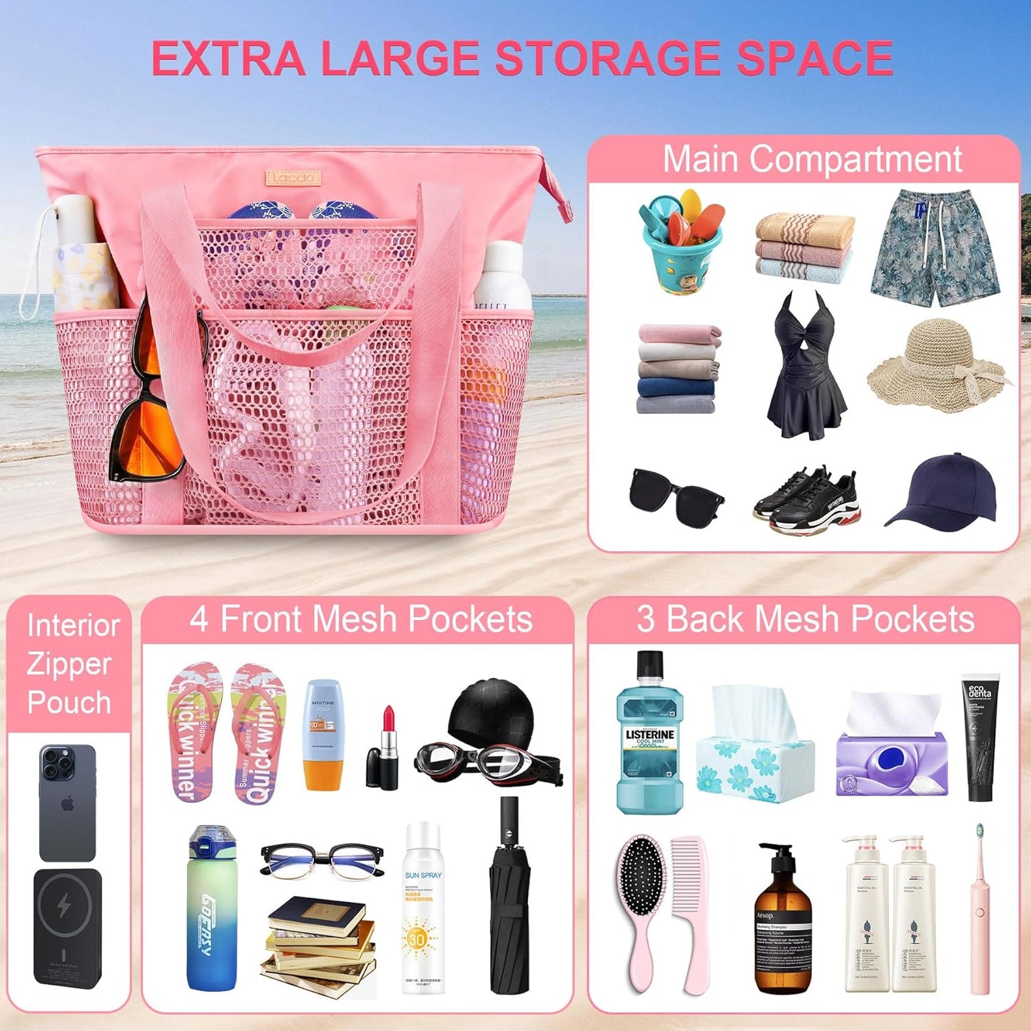 Bolsa playa mujer impermeable plegable para viaje